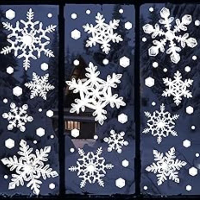 Rental store for WHITE MULTI SIZE SNOWFLAKE CLINGS in Auburn IN