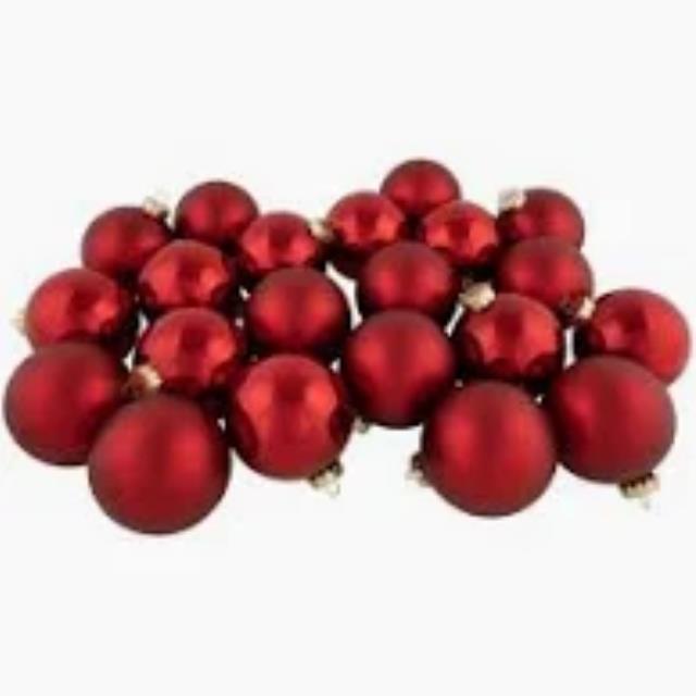 Rental store for red 2.5 rd ornaments in Auburn IN
