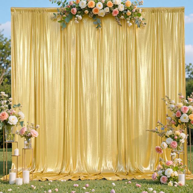 Rental store for 10x12ft gold sequin drape in Auburn IN